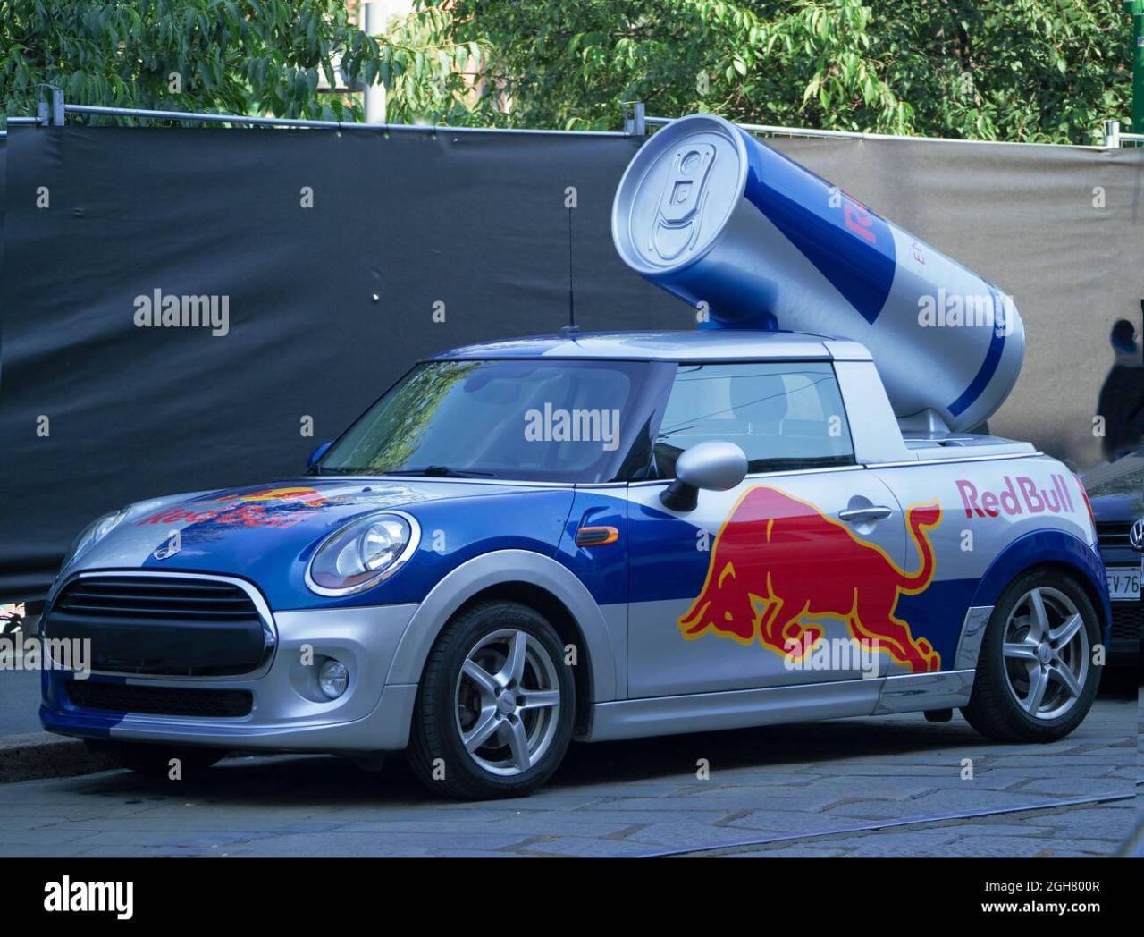 Mini bull red cooper car publicity promotion energy preview